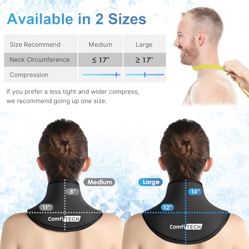 ComfiTECH Neck Ice Pack Wrap with Extended Gel Coverage for Cervical, Shoulder and Rib, Reusable Cold Application for Offi...