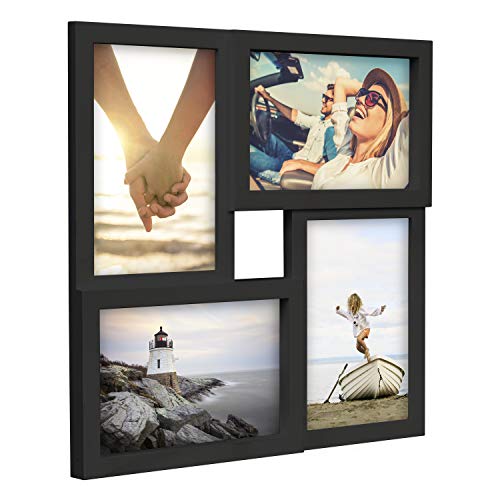 Malden International Designs Collage Picture Frame for Wall, Holds Four Photos : 2-6x4 and 2-4x6 Inch - Black Plastic, Wal...