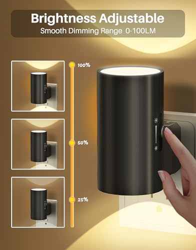 Night Lights Plug into Wall, LED Plug in Night Light, Dusk to Dawn Light Sensor, 0-100LM Adjustable Brightness Wall Light,...