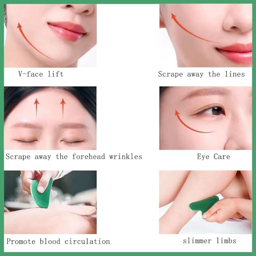 YAMHOHO Gua Sha Jade Stone Gua Sha Massage Tool, Guasha Tool for Face and Body Skin Massage. Tools for SPA Acupuncture, Pi...