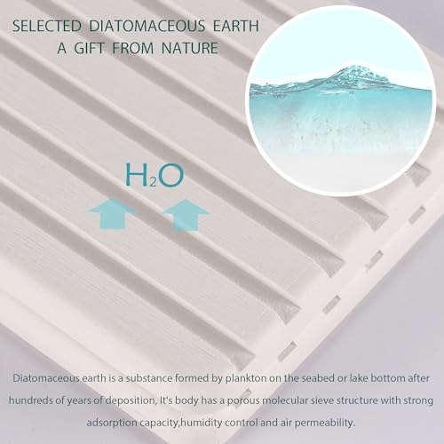 NiuYichee 2 PCS Water Absorbent diatomite Coasters, 8.3" x 4" Water Absorbing Stone Tray for Sink, Stone Drying mat for Ki...