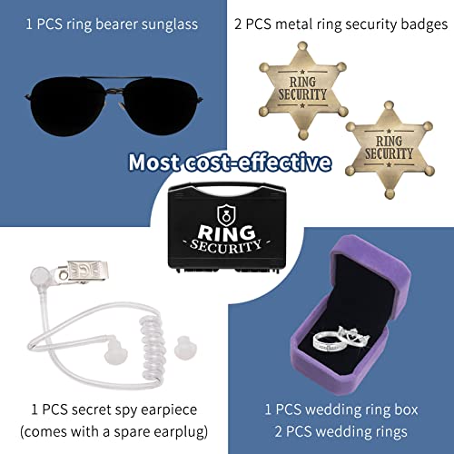 Huwane Ring Security Wedding Ring Bearer Gifts Box Set Include Ring Security Badges, Acoustic Earpiece Tube, Rings Bearer ...