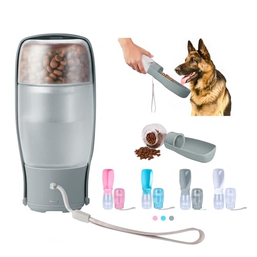 Fortuniphant 2-in-1 Foldable Pet Travel Water Bottle, Feeding Vessels for Pets, 11.8oz Water & 7oz Food Container for Dogs...