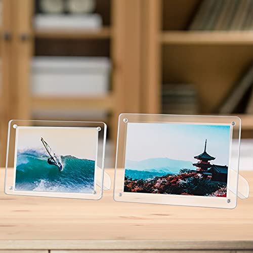 ECOSEAO 5x7 Minimalist Picture Frame Acrylic Glass Photo Frame with Desktop Display Horizontally or Vertically