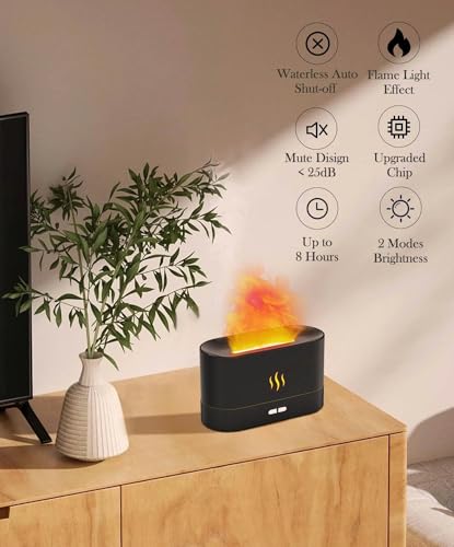 Flame Air Diffuser Humidifier,Upgraded Scent Diffuser for Essential Oils,Ultrasonic Aromatherapy,Fire Mist Humidi with 2 B...