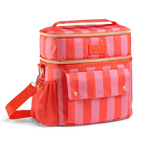 Fit & Fresh Sidekick Insulated Cooler Bag – Dual Compartment Leakproof Soft Sided Lunch Cooler, Small Cooler Bag with Cros...