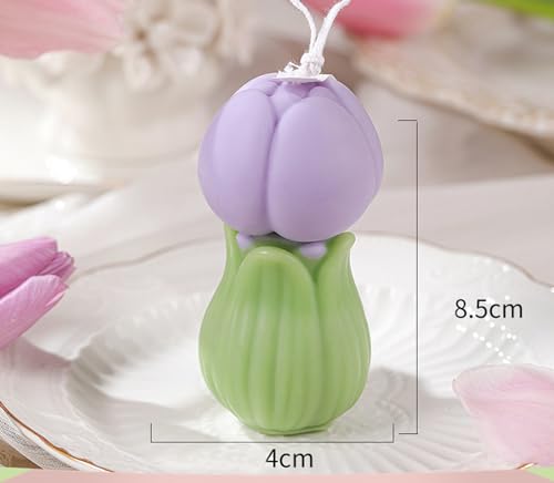 Tulip Flower Shape Scented Healing Candle,70G Flower In Bud Handmade Soy Wax Aroma Decorative Candle for Table Photo Prop ...