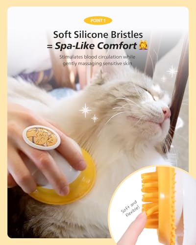 PETHROOM Silicone Cat Brush for Shedding – Gentle Grooming & Relaxing Massage, Light Deshedding Tool, Removes Loose Fur & ...