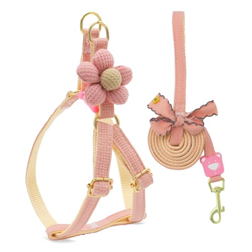 PETCARE Cute Flower Dog Harness and Bowtie Leash Set Easy Walk Puppy Dog Halter Harnesses for Small Dogs Girl Step in Dogs...
