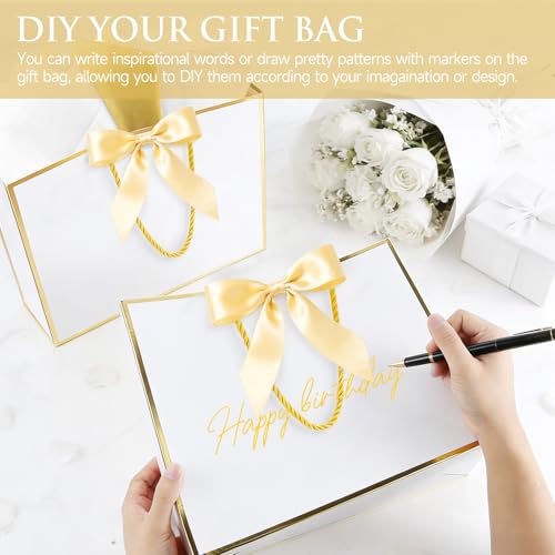 Ethhqu Fancy Large Gift Bags with Handles, 2 Pack 12.6x10x4 Inches - Includes Tissue Paper & Cards for Birthday, Baby Show...