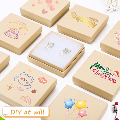 batifine Jewelry Gift Boxes, Cardboard Jewelry Boxes, 40 Pack 3.5x3.5x1 Inch, Bulk Cotton Filled Small Jewelry Boxes with ...