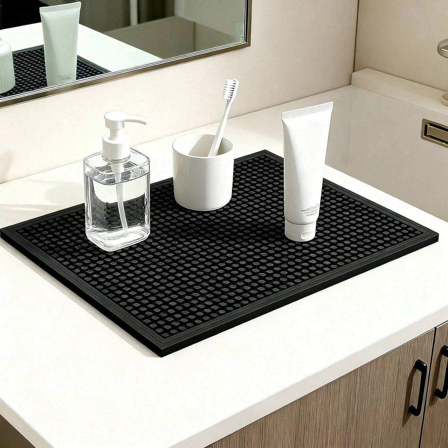Set Of 2 18x12 Inch Heat Resistant Rubber Drying Mats, Multi Purpose Dish Draining Pads For Kitchen Countertops.