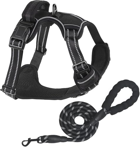 No Pull Dog Harness for Medium Dog with Dog Leash Adjustable Reflective Pet Vest with Front Clip Padded Harness and Lead S...