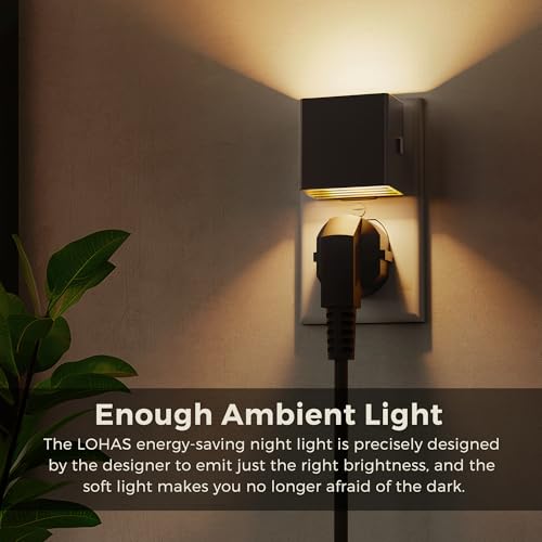 L LOHAS LED Night Light,Night Lights Plug into Wall,[2-Pack] Dusk to Dawn Sensor,Brightness Adjustable,3000K Soft White,Pl...