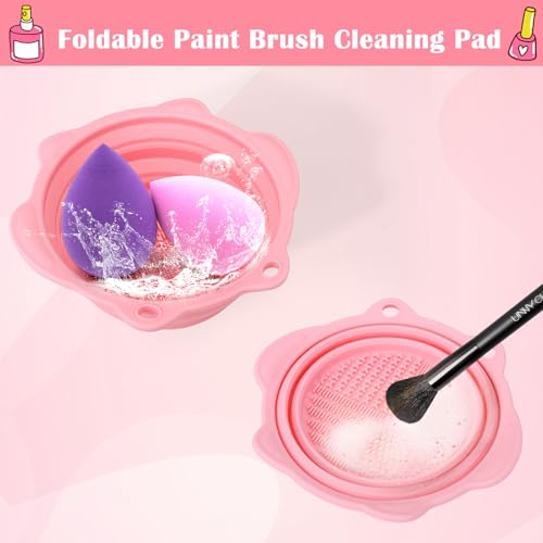Vodolo Paint Brush Cleaner Mat,Foldable Silicone Paint Brush Cleaner Bowl,Portable Cleaning Tool for Paintbrush,Painting A...