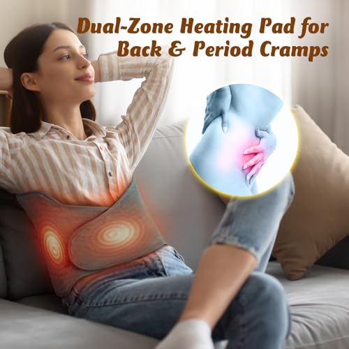Heating Pad for Back, Electric Heating Pad for Period Cramps, Wrap Around Heat Pad for Waist Stomach Neck Shoulders, Anniv...