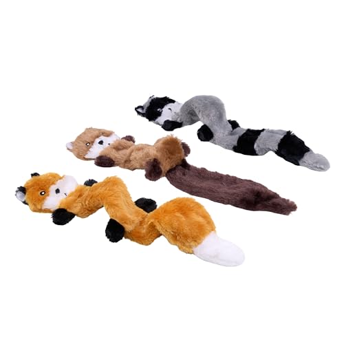 ZippyPaws Skinny Peltz - No Stuffing Dog Toy Pack to Keep Them Busy, for Medium and Large Dogs, Squeaky Pet Toys, Unstuffe...