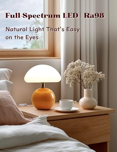Joyzy Mushroom Table Lamp for Bedroom Light, Desk Bedside Small Lamps for Living Room Night Stands, Mushroom Lighting Deco...