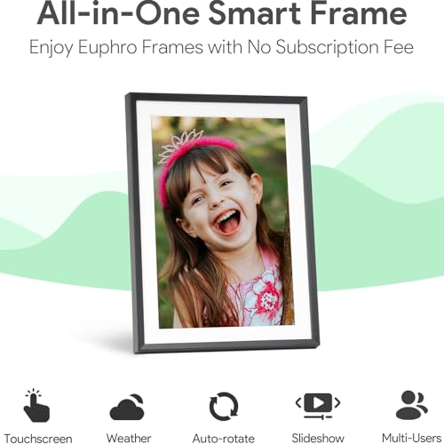Euphro 10.1'' Digital Picture Frame with 32GB Storage, Digital Photo Frame with 1280x800 IPS Touch Screen, Share Photos/Vi...