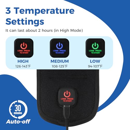 Wrist Heating Pad, Heated Wrist Wrap for Pain Relief, Heated Wrist Brace with 30 Mins Auto-Off, 3000mAh Battery, 3 Heating...