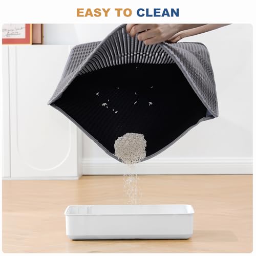 BomDa Cat Litter Mat, Large Kitty Litter Box Trapping Mat, 24x16'' Honeycomb Double Layer Urine & Waterproof, Washable Eas...