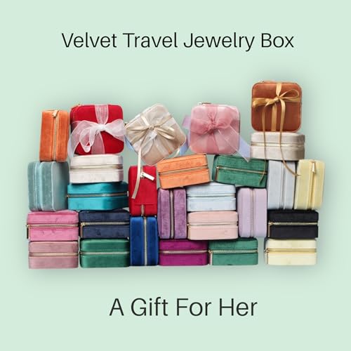BLUTETE Travel Jewelry Box Organizer Velvet Travel Case With Mirror Rings Earrings Necklaces Storage Organizer Box (Orange)