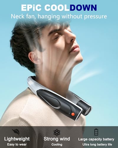 Tenvolti Portable Neck Fan - 6000mAh Rechargeable Personal Fan with 6 Speeds, 360° Cooling Surround Airflow, 20H Long Batt...