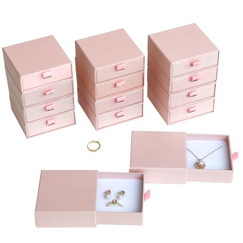 40Pcs Pearlescent Pink Small Jewelry Boxes 3.54×3.54×1.26in Cardboard Jewelry Gift Boxes Jewelry Packaging for Small Busin...