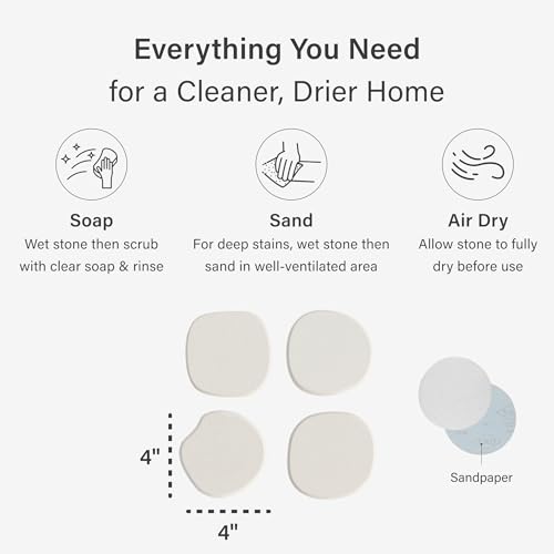 Dorai Home Stone Coasters Set - Diatomaceous Earth Water-Absorbing Drink Coaster for Coffee Table, Kitchen or Bar, Modern ...