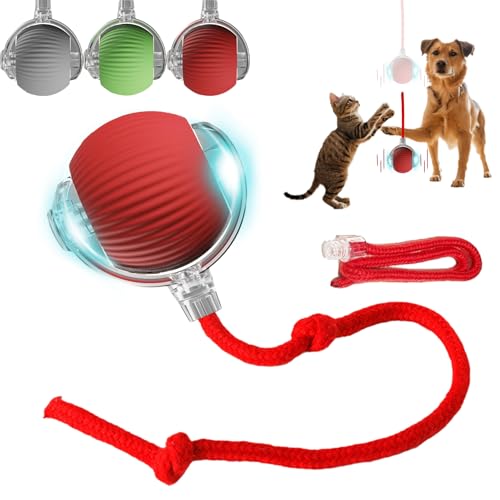 Interactive Dog Cat Toy Ball, Automatic Moving Bouncing Rolling, with Replacement Tail, Pet Smart Chase Ball Rechargeable,...