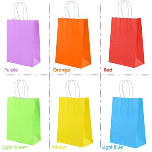 XPCARE 32Pcs Paper Gift Bags, 5.25x3.25x8.25'' Kraft Paper Party Favor Bags Bulk Rainbow Goodie Bags Small Gift Bags with ...