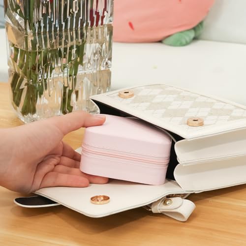 losensild Travel jewelry case Travel jewelry box Organizer with Mirror,Small Jewelry Box Organizer, Gift for Women Girls,...