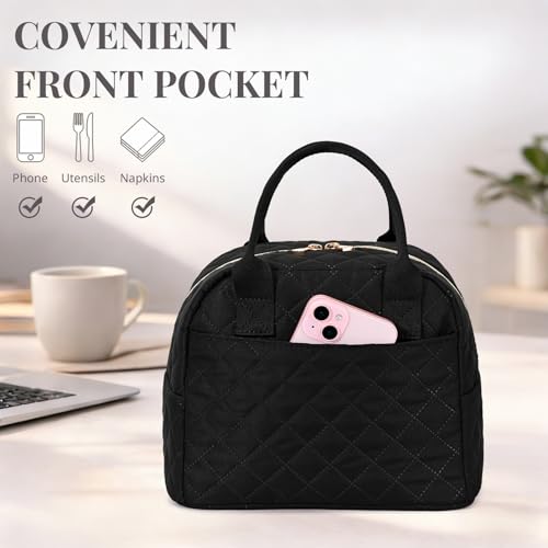 Lunch Bag for Women, Insulated Lunch Box, Reusable Water-Resistant Lunchbox Cooler with Front Pocket, Large Capacity Lunch...