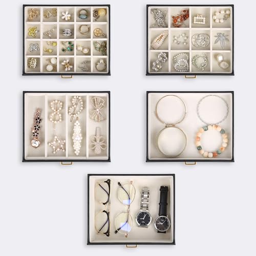 Kendal Extra Large Jewelry Box Jewelry Case PU Leather 6 Tier 5 Drawers Large Storage Capacity with Mirror Jewelry Storage...