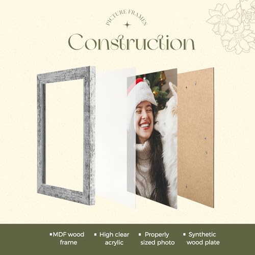 TWING 8x10 Rustic Picture Frames Set of 6 Distressed White Composite Wood Farmhouse Photo Collage Frame For Wall Decor Gal...