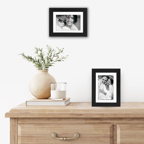 Americanflat 5x7 Picture Frame with Shatter-Resistant Glass - Set of 2 - Use as 4x6 Frame with Mat or Display 5x7 Photo Wi...