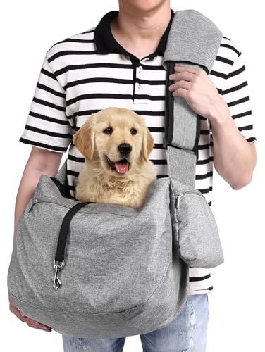 Ownpets Pet Sling Carrier, Fits 15 to 25lbs Extra-Large Dog/Cat Sling Carrier Reversible and Hands-Free Dog Bag with Adjus...
