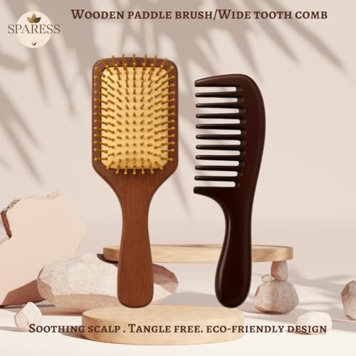 SPARESS Eco Friendly Natural Spa Set for Women Gift Box with Wooden Comb Set, Bath Strap, Gua Sha, Facial Sponge, Self Car...