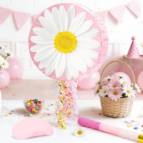 WERNNSAI Daisy Flower Piñata - Daisy Party Game Pink Flower Piñata for Girls Birthday Party Decorations Spring Party Favor...