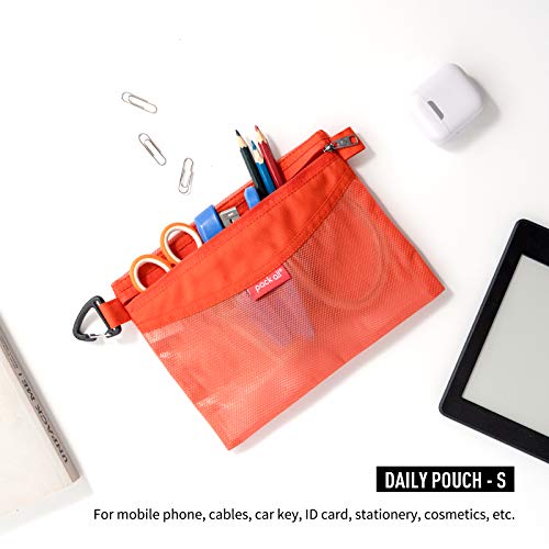 pack all 3 Pcs Water-resistant Material Zipper Pouch Set, Mesh Zipper Bags for Storage, Travel, Office (Orange)