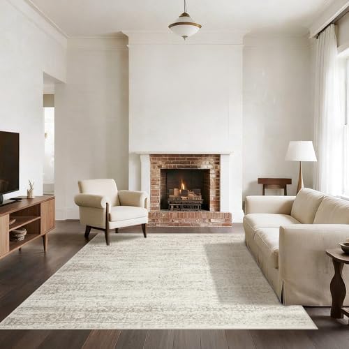 Srugn Washable Area Rug for Living, Bedroom & Dining Room, Ultra Soft Faux Wool Retro Large Carpet, Non-Slip/Shedding Low ...