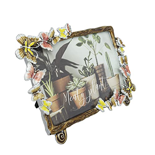 Tricune Floral Picture Frame Display Photo 4x6 Photo Frame Made of Metal and High Definition Glass for Table Top Display H...