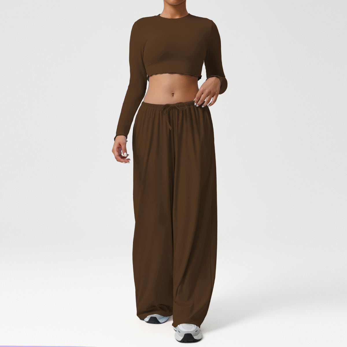 Loose Draping Wide-leg Pants For Workouts Yoga Outfit Set