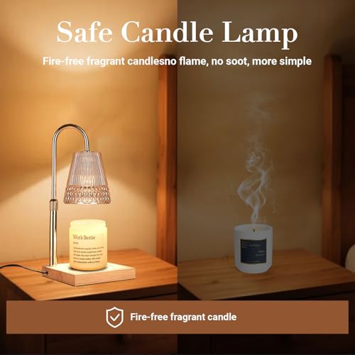 ZUSANUN Candle Warmer Lamp, Adjustable Height & Dimmable, Candles with Timer, 2H/4H/8H Auto Off, Safe Flameless Night Ligh...