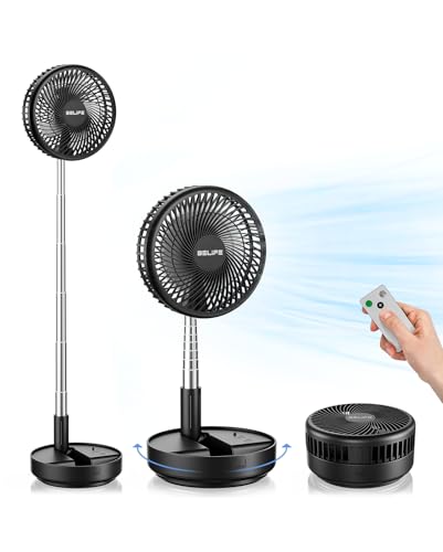 Belife X8 Portable Fan, 7200mAh Battery Powered Rechargeable, Oscillating USB Desk Floor Fan with Remote, Foldable Telesco...