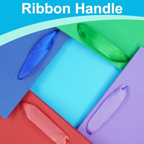 MOXARYSU 8 Pcs Medium Gift Bags With Handles: 8x5x10 Rainbow Colour Gift Bags Kraft Paper Party Favor Bags With 16 Tissues...