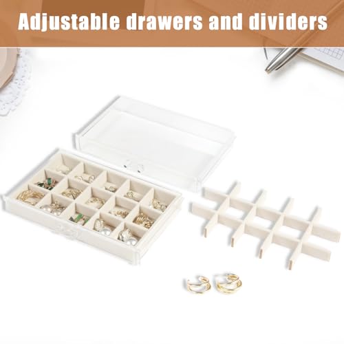 GUOER 5 Drawers Clear Jewelry Box for Women and Girls, Acrylic Earring Holder Organizer Ring Holder Display Storage, Warm ...