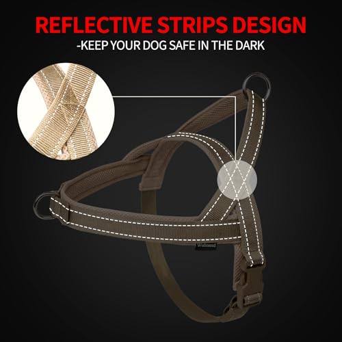 Wuhnesd No Pull Dog Harness and Leash Set-Reflective Vest with Handle&5FT Dog Leash with Car Seatbelt Clip,Breathable Mes...