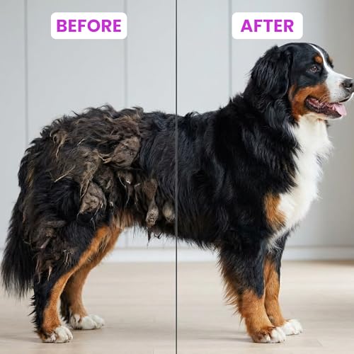 Poodle Pet Detangling Pet Comb with Long & Short Stainless Steel Teeth for Removing Matted Fur, Knots & Tangles – Detangle...