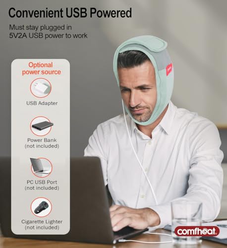 comfheat Face Heating Pad for TMJ Pain Relief, USB Heated Wrap for Jaw, Wisdom Teeth Recovery, 3 Adjustable Heat Settings,...